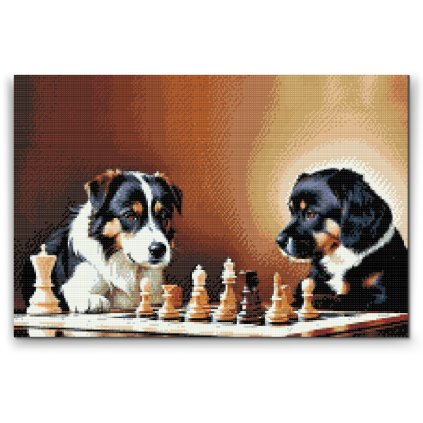 Diamond Painting - Hunde spielen Schach 2