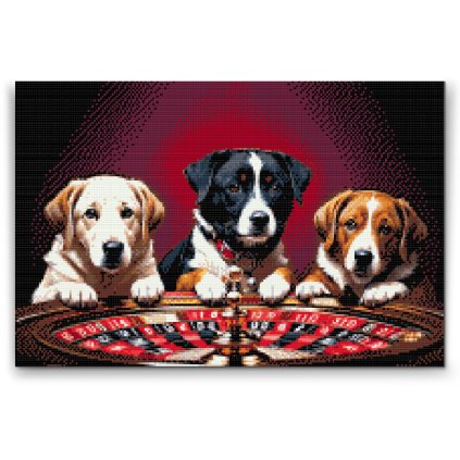 Diamond Painting - Hunde spielen Roulette