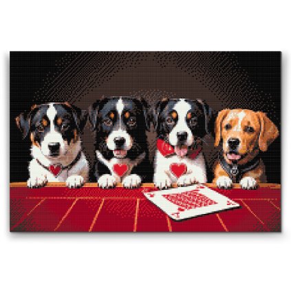 Diamond Painting - Hunde spielen Karten