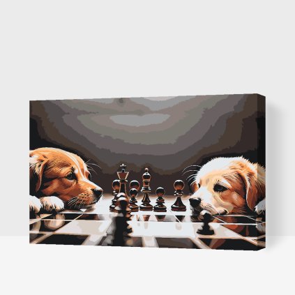 Malen nach Zahlen - Hunde spielen Schach 3