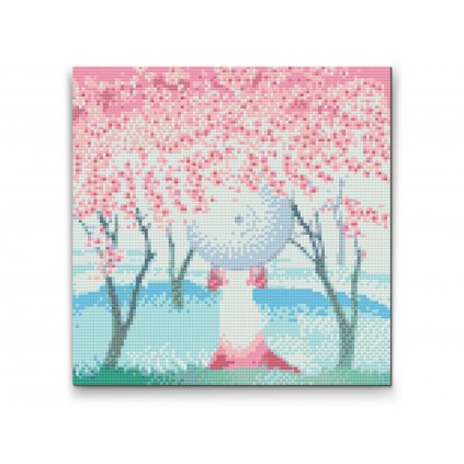 Diamond Painting - Frau unter Kirschblütenbäumen