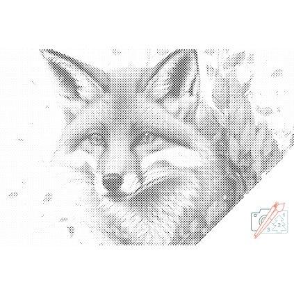 Punktmalerei - Fuchs in den Blättern