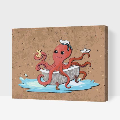 Malen nach Zahlen - Oktopus in der Badewanne