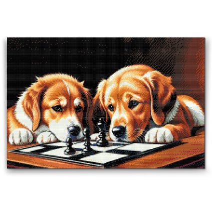 Diamond Painting - Hund spielen Schach 1