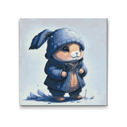 Diamond Painting - Niedlicher Hase im Mantel