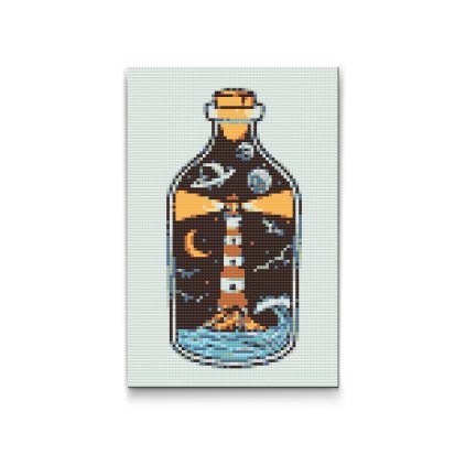 Diamond Painting - Leuchtturm in einer Flasche