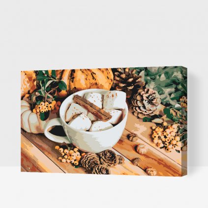 Malen nach Zahlen - Tasse mit Marshmallows und Zimt