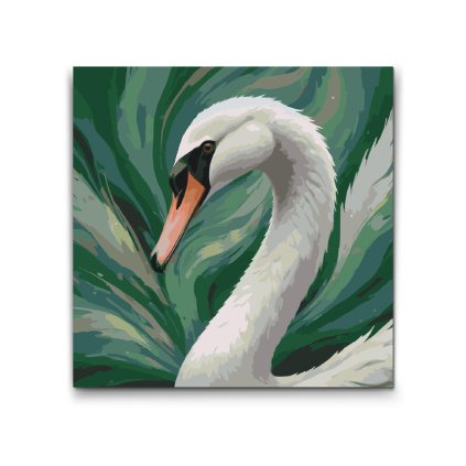 M2_Malen_nach_Zahlen_-_Schwan_in_gedeckten_Grüntönen