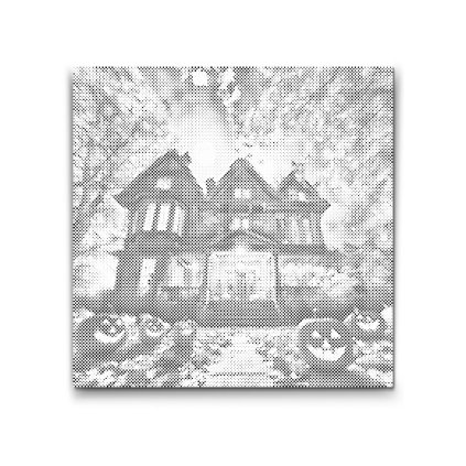 M2_Punktmalerei_-_Halloween-Haus_bei_Vollmond