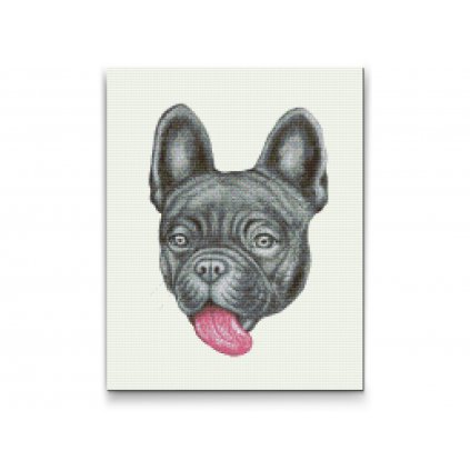 Diamond Painting - Bulldogge mit ausgestreckter Zunge