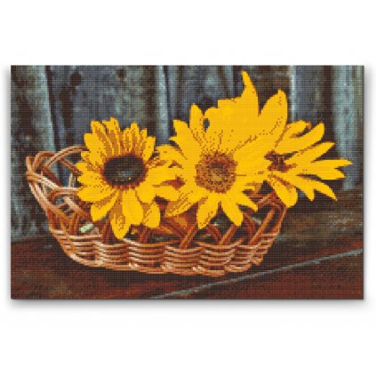 Diamond Painting - Korb mit Sonnenblumen