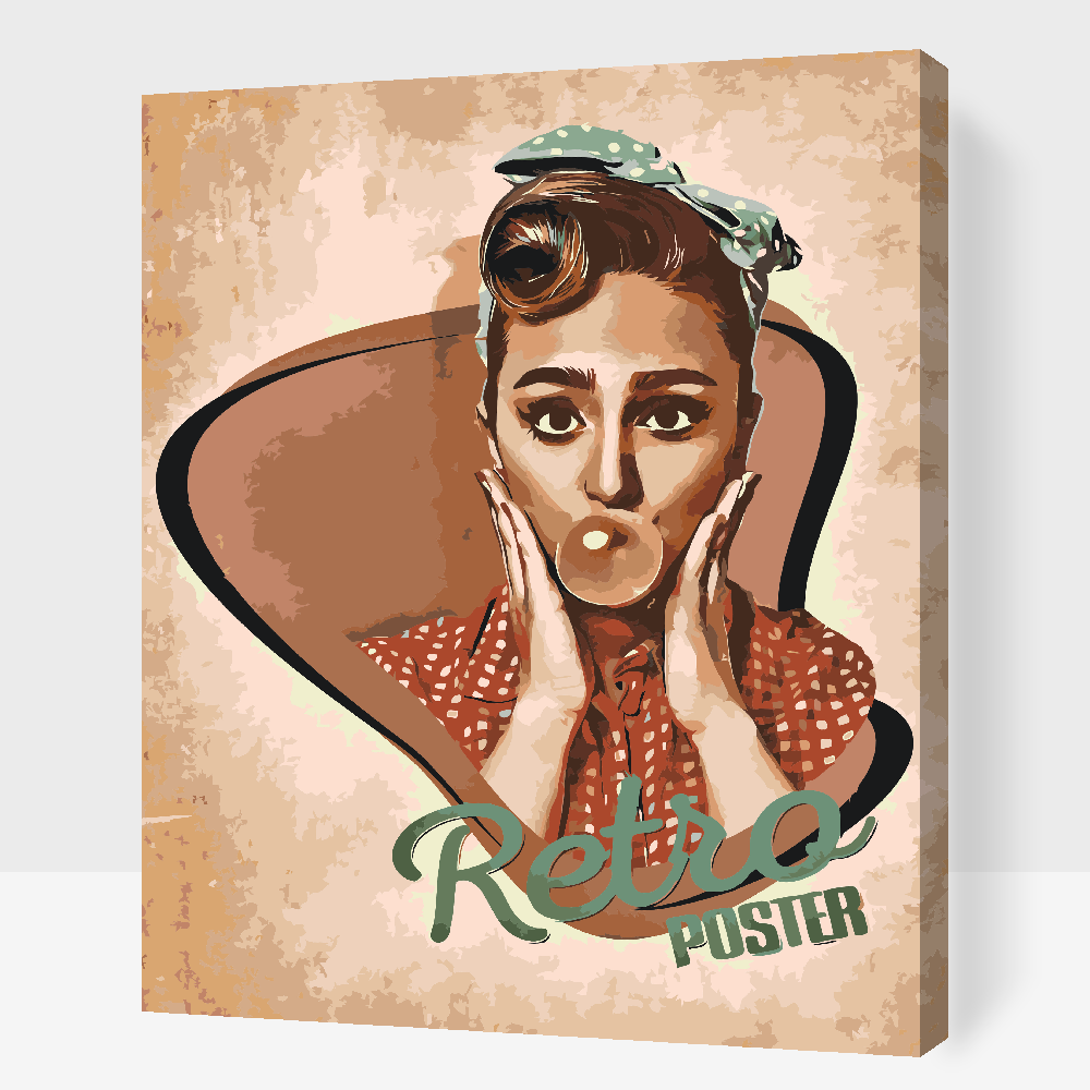 Malen nach Zahlen - Retro-Porträt der Frau - BildvomFoto.de