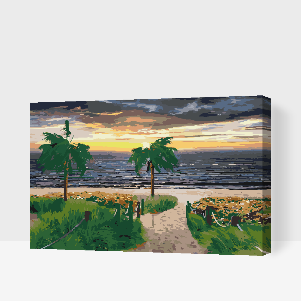 Malen nach Zahlen - Strand, Meer und Palmen - BildvomFoto.de