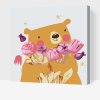 Malen nach Zahlen - Bär mit Blumenstrauß