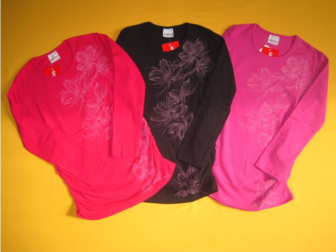 Tričko dl. rukáv - tunika Květy - vel. 134