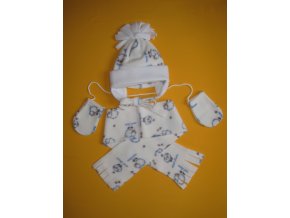 Kojenecká flísová souprava čepice+šála+rukavice