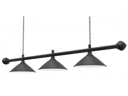 Čierna pochrómovaná biliardová lampa s tromi tienidlami