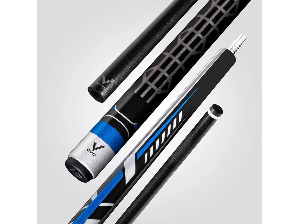 Pool biliardové tágo Rhino EVO Racing Velocity Blue, dvojdielne s karbónovou špicou