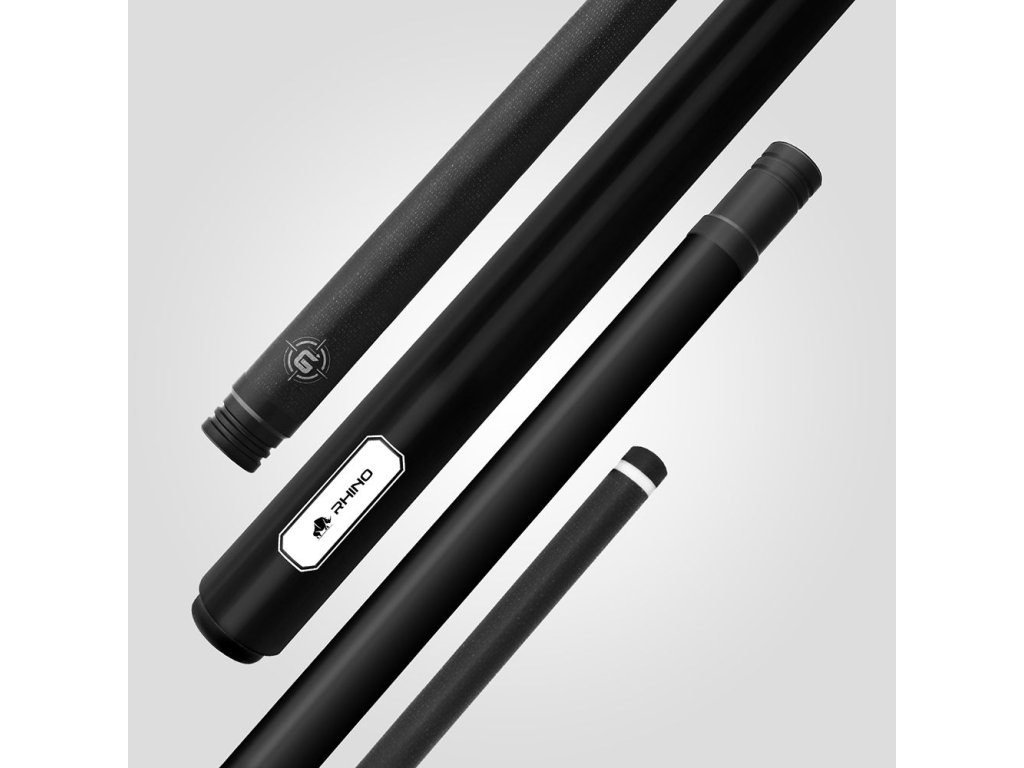 Pool biliardové tágo Rhino G-L Vivid Black, dvojdielne s karbónovou špicou