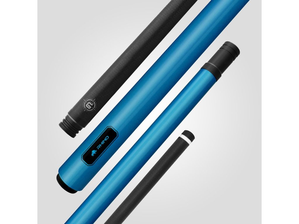 Pool biliardové tágo Rhino G-L Sky Blue, dvojdielne s karbónovou špicou