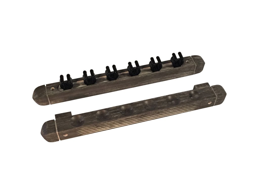 Nástenný držiak na 6 biliardových tág Buffalo, sivé