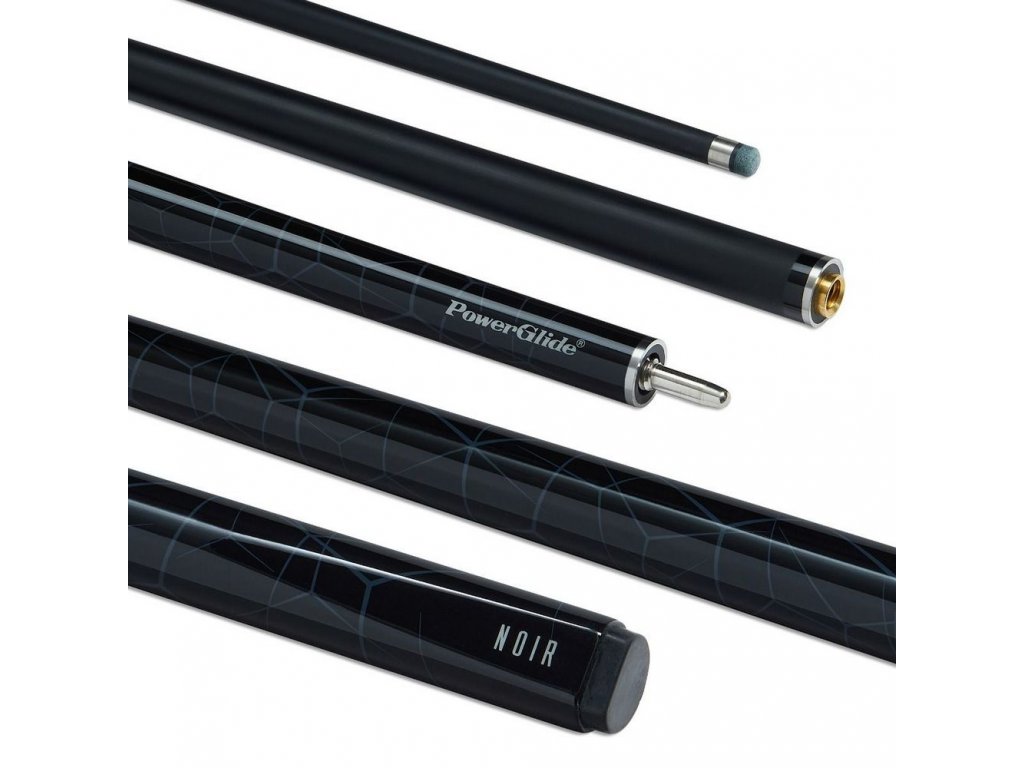 Snooker biliardové tágo PowerGlide Noir, dvojdielne sklovláknové, 144cm, 9,5mm