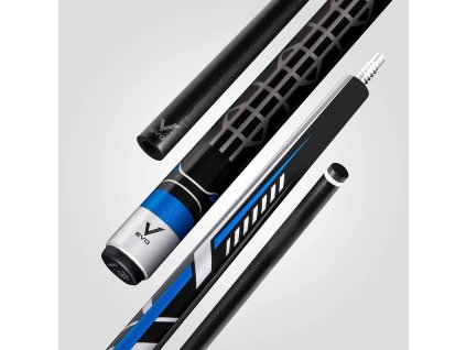 Pool biliardové tágo Rhino EVO Racing Velocity Blue, dvojdielne s karbónovou špicou