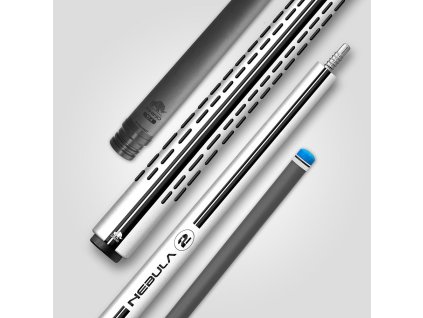 Pool biliardové tágo Rhino Nebula 2 Pure White, dvojdielne s karbónovou špicou