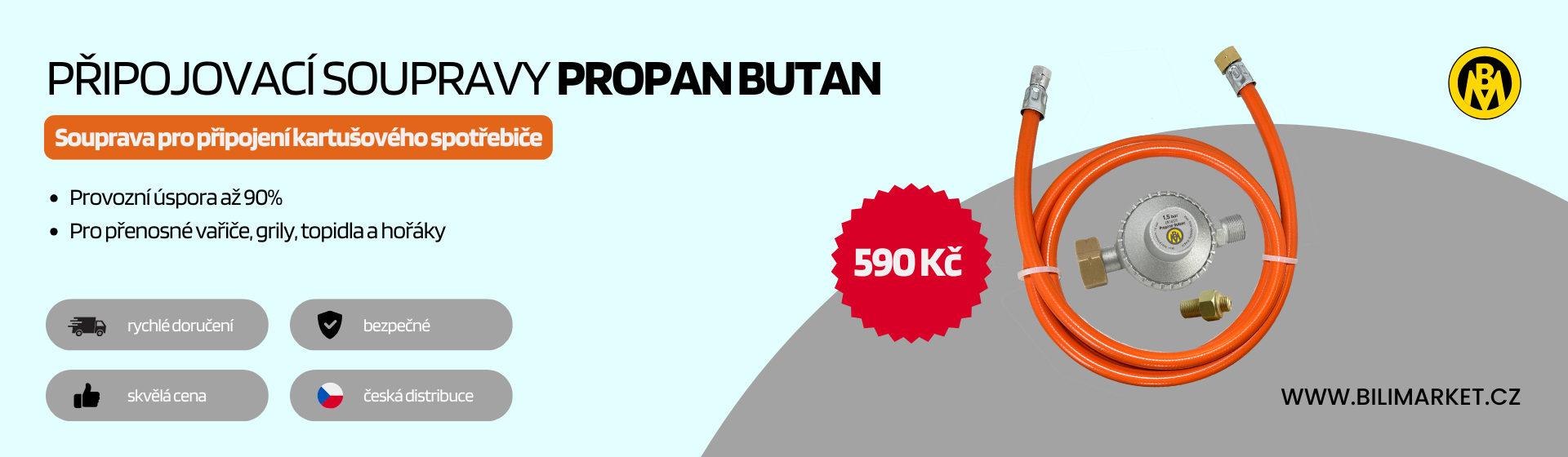Souprava pro připojení kartušového spotřebiče k PB lahvi
