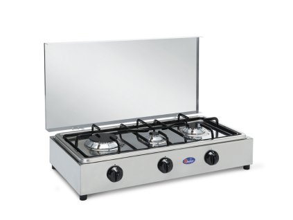 Tříplotýnkový plynový vařič CF Parker | nerezová ocel 18/10 | propan-butan (4,65 kW)  propan butan 30 mbar