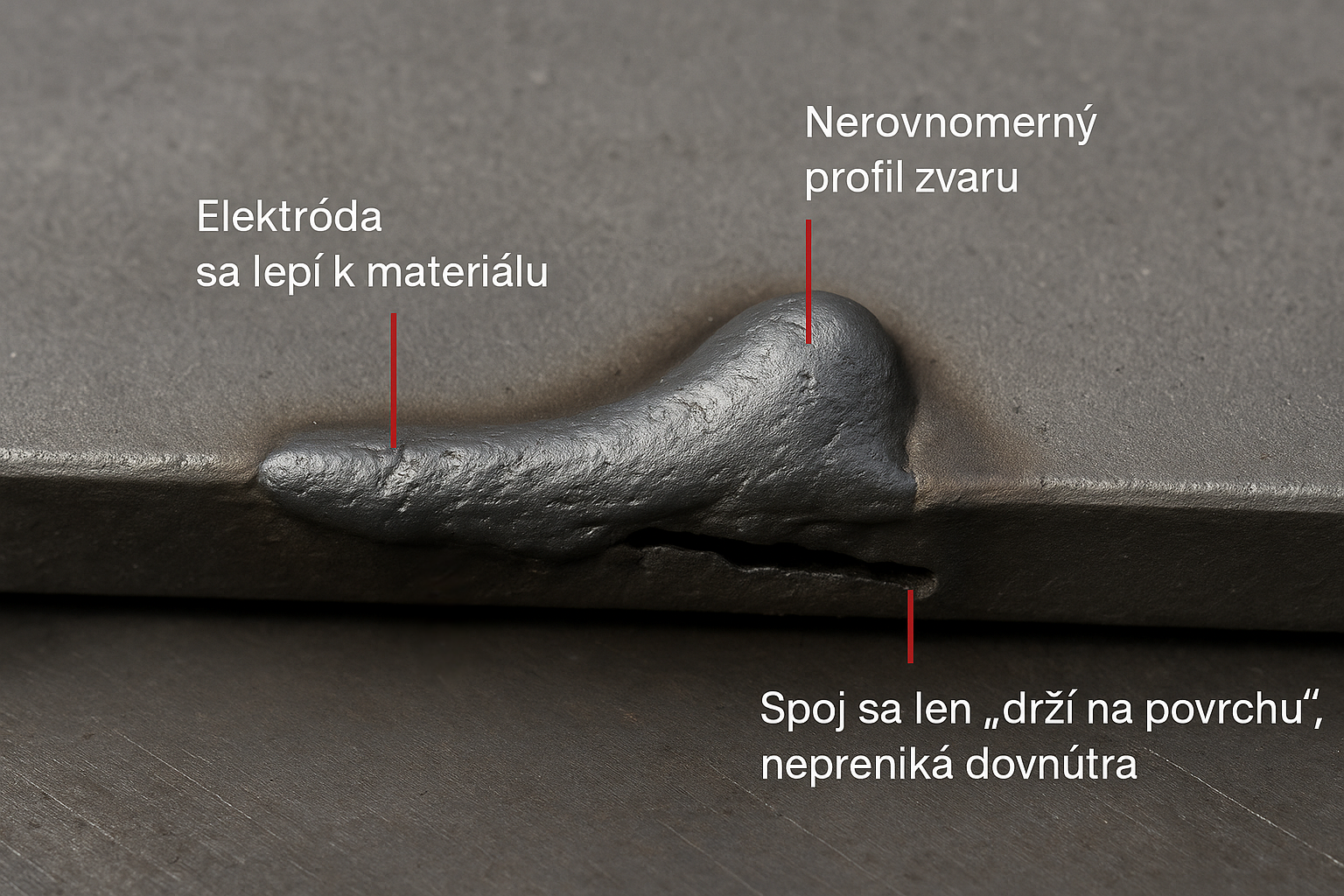 Chyby zvaru pri príliš nízkom prúde
