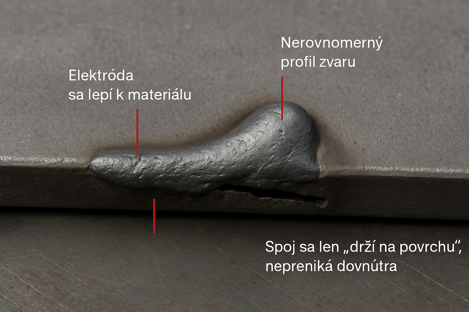 Chyby zvaru pri príliš nízkom prúde