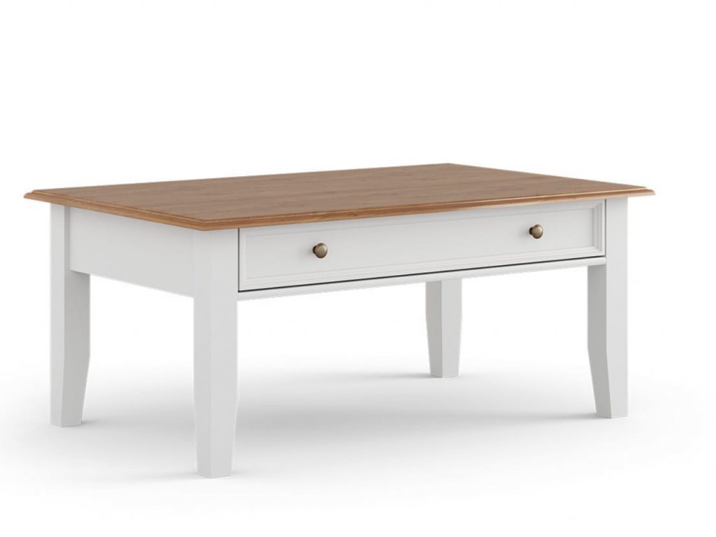 Dřevěný konferenční stolek Belluno Elegante, dekor bílá | zlatý dub