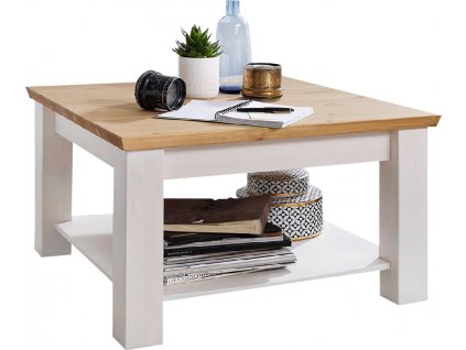 Konferenční stolek Marone - malý, dekor bílá-dřevo, masiv, borovice