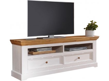 TV stolek Marone, dekor bílá-dřevo, masiv, borovice
