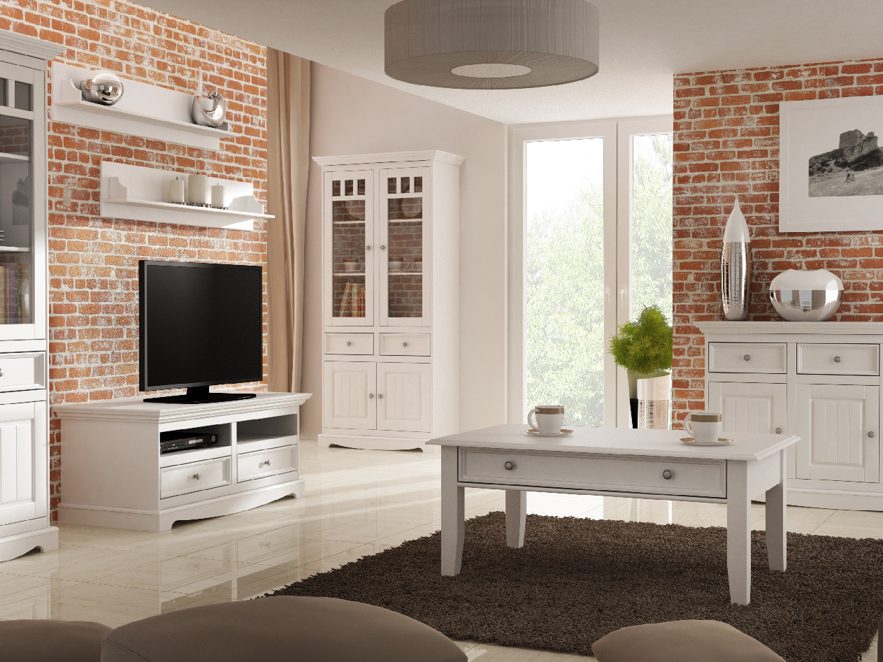 Obývací stěna Belluno Elegante bílá, masiv, borovice