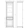 Úzká dřevěná vitrína Belluno Elegante - bílá, masiv, borovice - LEVÁ