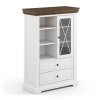 Vitrína Marone Elite 1.3, dekor bílá-hnědá, masiv, borovice