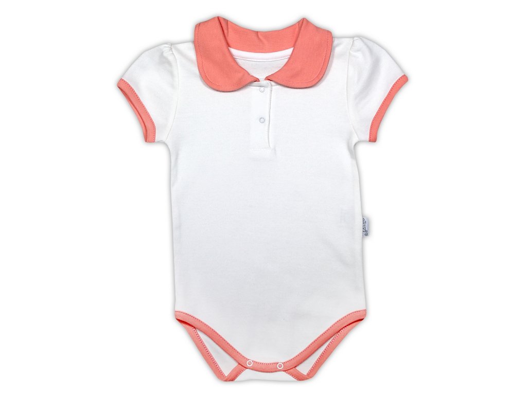 Bavlněné body NICOL ČTYŘLÍSTEK s límečkem - krátký rukáv - bílá (Velikost 98 (2-3r))