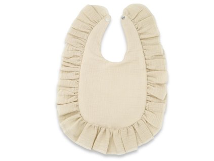 nepremokavy muselinovy podbradnik s volanikom nature bezovy