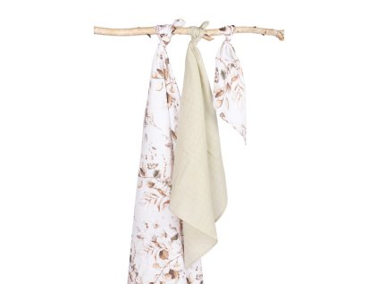 muselinove plienky 3 ks sada roznych velkosti kvietky listocky