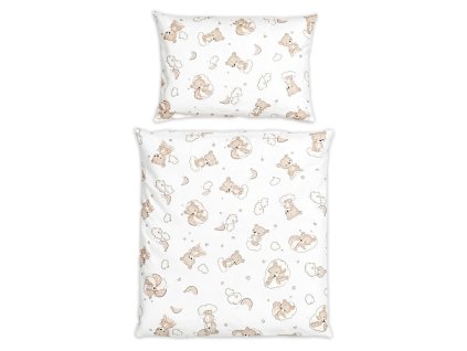 Povlečení do postýlky, bavlna, 2D sada, Malý Medvídek - bílá s potiskem (Velikost povlečení 120x90)