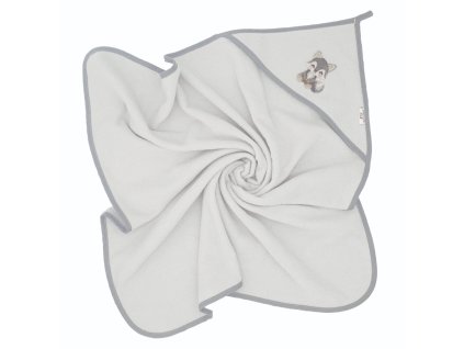 osuska s kapucnou a uskami vlcek 100x100 cm sedy