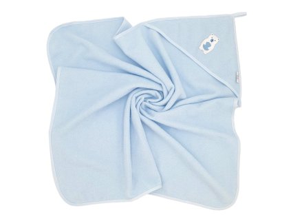 osuska s kapucnou a uskami medvedik 100x100 cm modry