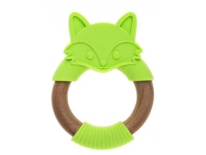 silikonove drevene hryzatko liska zelene