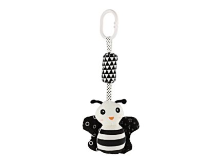 hrkalka na postielku kocik vcielka 30cm ciernobiely