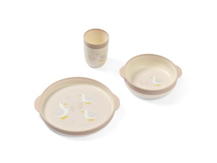 jedalenska sada pre batolata 3d miska tanierik hrncek bezova