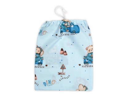 vrecko na prezuvky 40x32cm bavlna auticko dino modry