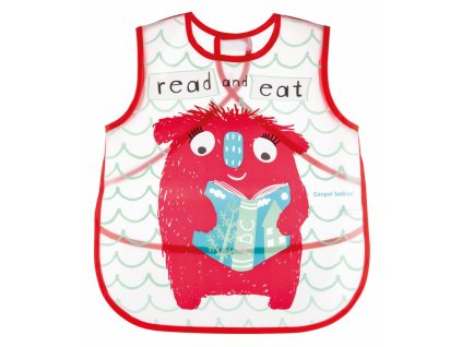 canpol babies plastovy podbradnik zasterka s vreckom monsters cervena