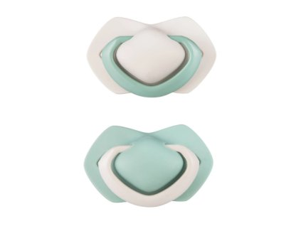 canpol babies sada 2 ks symetrickych silikonovych cumlikov 18m pure color zeleny sivy